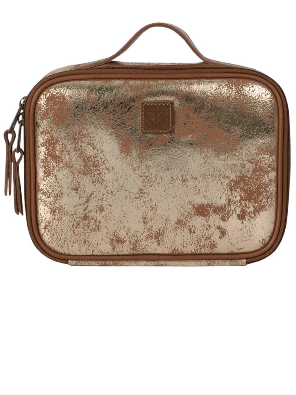 sTs Ranchwear leather makeup case in Metallic Gold